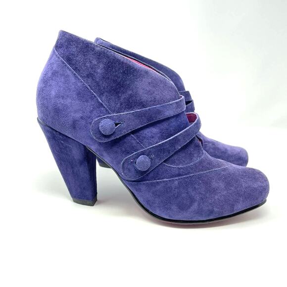Hush Puppies | Purple Suede Shoes Heeled Booties 7.5 - Picture 1 of 10